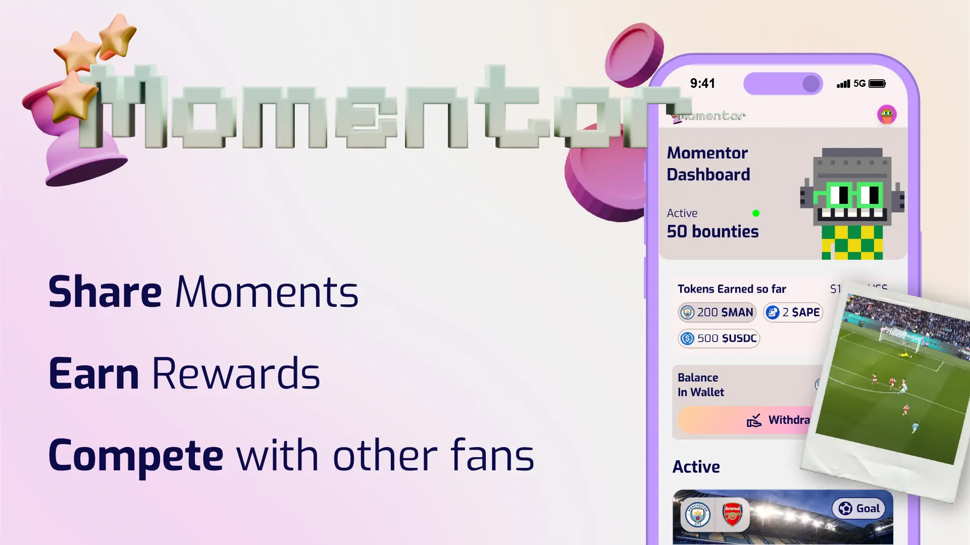 An image representing a project called Momentor to reward event fans